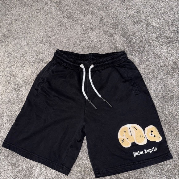 Palm Angels Black Bear-motif TrackShorts